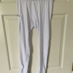 White Fitted Leggings with Elastic Waistband